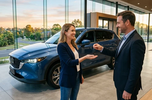 Happy borrower receiving car keys